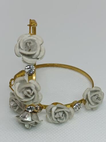 продаю золотую цепочку: Серьги-кольца Розы. Есть в синим и серебристом цвете (розы). Новые! — 4