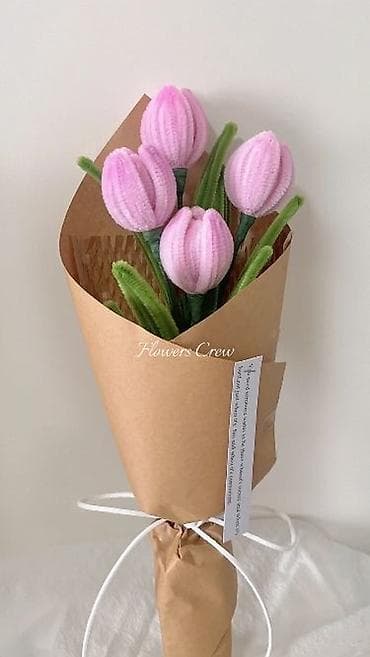 string art: Букеты из тюльпанов ручной работы. Материал:синельные проволоки - — 3