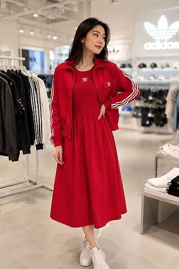 tech flis: Женский спортивный комплект adidas Originals: миди‑платье и — 3
