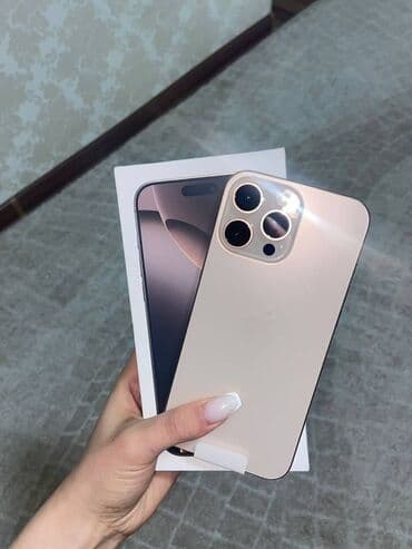 телефонов айфон: IPhone 16 Pro Max, Колдонулган, 256 ГБ, Desert Titanium, Куту, 100 % — 3