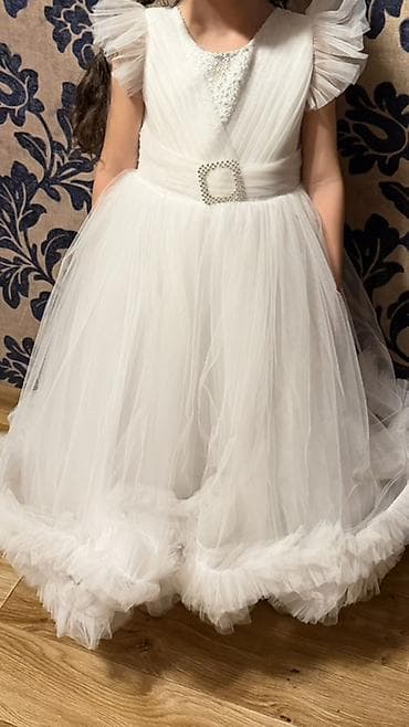 Платья: Детское платье, цвет - Белый, Б/у — 4