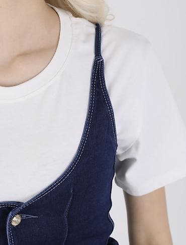 джинсовая платья: Повседневное платье, Лето, Длинная модель, Джинс, Сарафан — 8