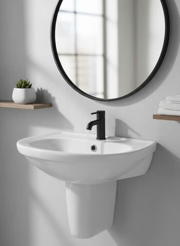 Раковина для ванной, Круглая форма, Материал: Керамика, Размер: 43 x 57 см