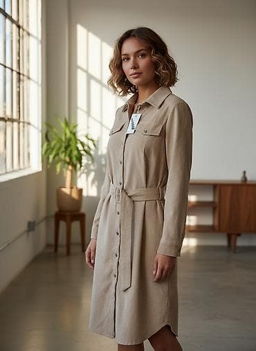 Платье-рубашка VARITY из мягкого вельвета (корд). - Цвет