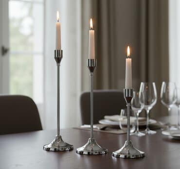 формы для свечей: Набор из 3 подсвечников (хром) - Материал: металл с зеркальным — 1