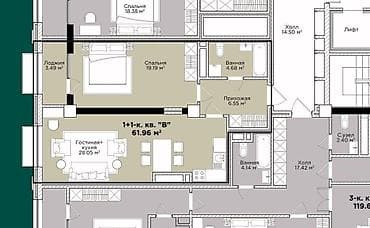 квартира арча бешик: 2 комнаты, 63 м², Элитка, 14 этаж, Готовая ПСО (под самоотделку) — 9
