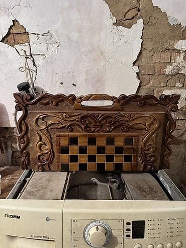 Резные деревянные шахматы-шашки, складная доска с ручкой для — 2