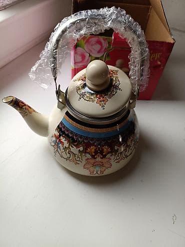 Эмалированный чайник с крышкой и переносной ручкой,производство РФ - — 7