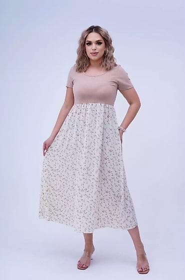 женские летние платья: Повседневное платье, Made in KG, Лето, Длинная модель, Полиэстер, Крестьянка, L — 2