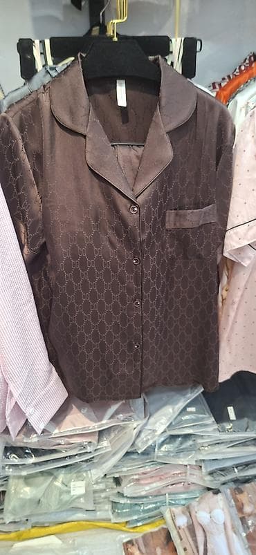 armani code: Женские пижамные рубашки из атласной ткани - Материал: гладкий сатин — 7