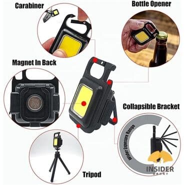 портативное зарядное устройство с розеткой: Универсальный мощьный мини фонарик брелок открывашка магнитная — 2