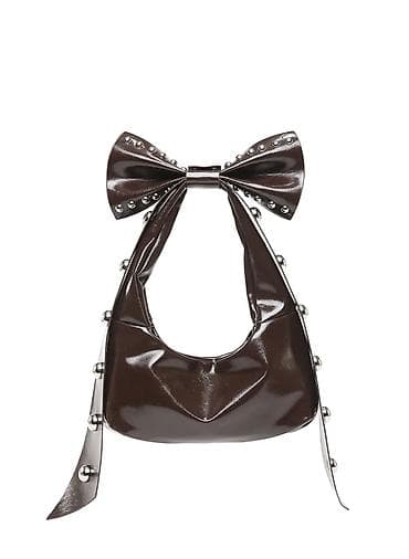 Сумка-хобо с бантом и декоративными металлическими