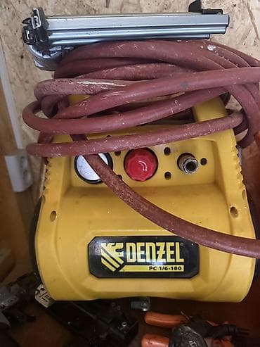 сетевой тестер: Компрессор DENZEL PC 1/6-180 с пневмошлангом и степлером/нейлером. - — 1