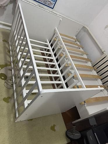 Детский комод: Детская кроватка и манеж для детей, белая - Конструкция 2-в-1 — 2