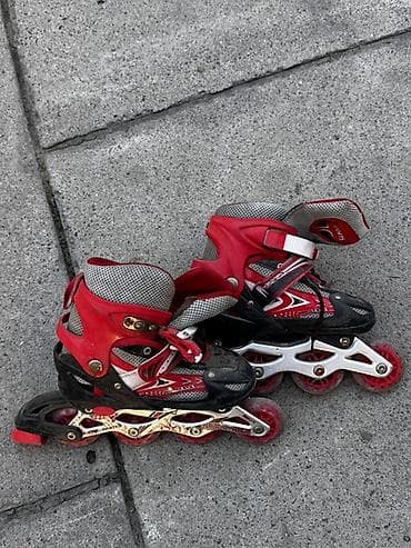 обувь ролик: Детские/подростковые роликовые коньки, раздвижные, цвет красно‑черный — 1