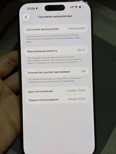 IPhone 17 Pro Max, Колдонулган, 256 ГБ, Көк, Куту, 100 % — 3