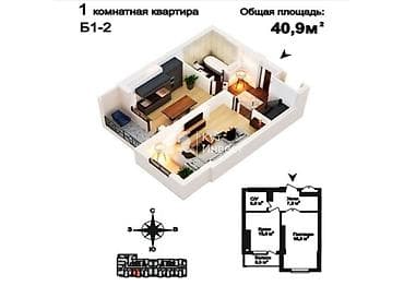 hostel osh: 1 комната, 40 м², Элитка, 3 этаж, Евроремонт — 3