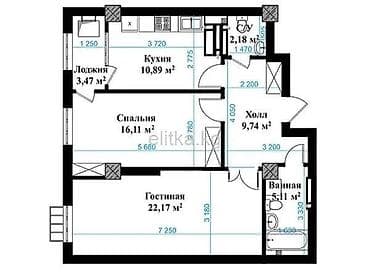 2кв: 2 комнаты, 69 м², Элитка, 7 этаж, Готовая ПСО (под самоотделку) — 2