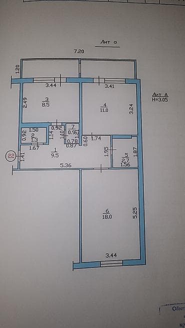 106 серия: 2 комнаты, 52 м², 106 серия, 8 этаж, Косметический ремонт — 7