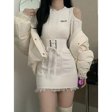 стерильные халаты: Повседневное платье, Осень-весна, Короткая модель, Трикотаж, Платье-свитер, M — 4