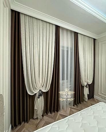 Комплект штор, С тюлем в комплекте, Готовое изделие, Для спальни