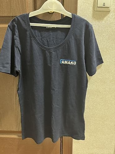 стильные майки мужские: Футболка темно‑синего цвета с коротким рукавом и круглым вырезом — 9