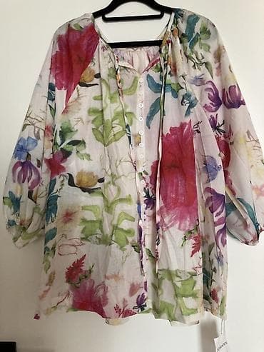 радуга вечт: Блузка женская с цветочным принтом - Легкая полупрозрачная ткань (по — 2