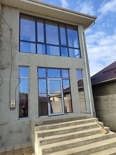 Панорамное остекление фасада (2 этажа) - Тип: алюминиевые/ПВХ окна и