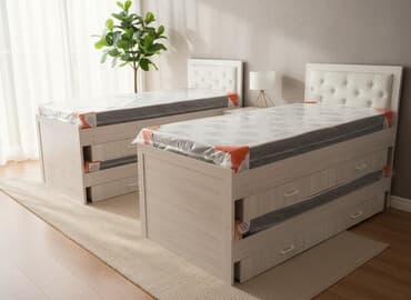 кровать с ящиками односпальная: Односпальная кровать, Новый, С мягким изголовьем, длина - 205 см — 1