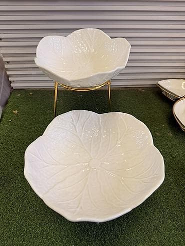 кружки чайные: Керамическая сервировочная этажерка из 2 мисок - Материал — 1