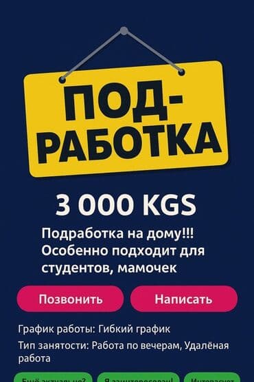 услуги повара на дому в бишкеке: Подработка на дому - Оплата: 3 000 СОМ / 3 000 KGS - Формат — 2