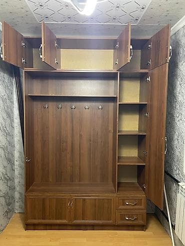 вешалка металлическая для одежды: Шифоньер, шкаф для одежды, Б/у, Прямой, Дерево — 6