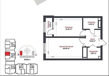 ts group: 2 комнаты, 52 м², Технопарк Элитка, 6 этаж, ПСО (под самоотделку) — 3