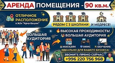 Коммерциялык мүлк: Аренда коммерческого помещения — 90 кв.м - Отличное расположение: ж/м — 2