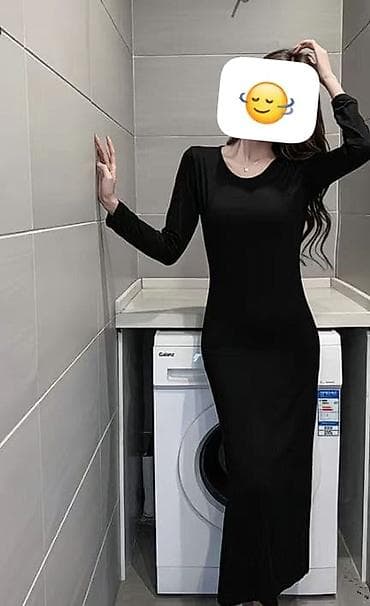 Повседневное платье, Лето, Длинная модель, Трикотаж, Лапша, M