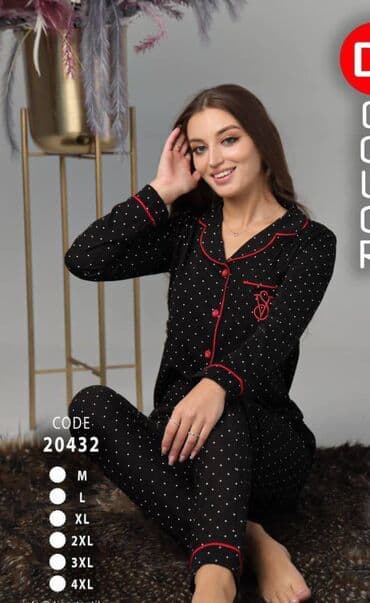 белая ночная сорочка: Пижама, Хлопок, Узбекистанская, XS, S, L — 7