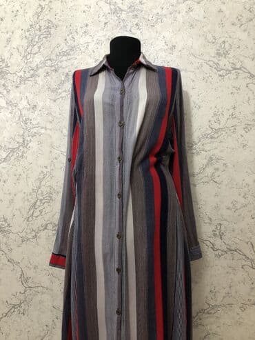 спортивные платья больших размеров: Штапельное платье -халат . Длина - макси . Размер 48-50 . Состояние — 3