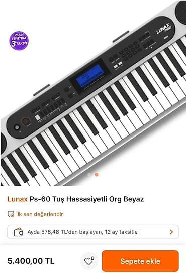 Синтезатор Lunax PS-60, белый - 61 клавиша с чувствительностью