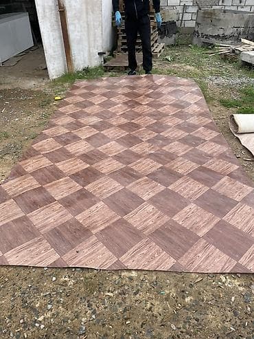 Линолеум с рисунком «клетка под паркет» (двухтональная древесная