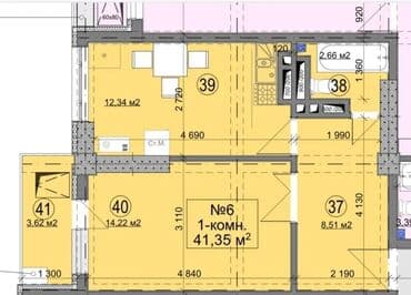 ищу квартиру дордой рынок рядом: 1 бөлмө, 42 м², Элитка, 5 кабат, ПСО (өзү оңдоп түзөтүп бүтүү үчүн) — 3