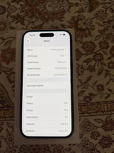 компьютеры бу: IPhone 15, Б/у, 128 ГБ, Черный, Коробка, 83 % — 2