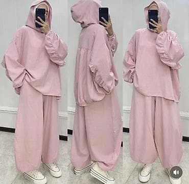 Костюм женский в стиле oversize, цвет пудрово‑розовый. Состав и