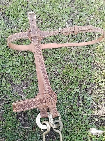 А\ч жаныбралары үчүн товарлар жана шаймандар: Жугондор таза кожа об бастырылганКожаная упряжь/уздечка для лошади с — 1