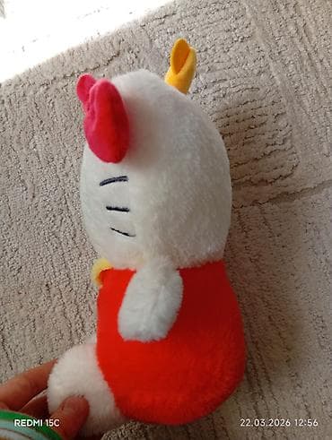 kitty: Мягкая игрушка «Hello Kitty» с бантом и медвежонком на голове. - — 2