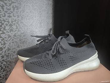 foot patch: Кроссовки серые, дышащие, вязанный верх - Верх: эластичный трикотаж с — 1