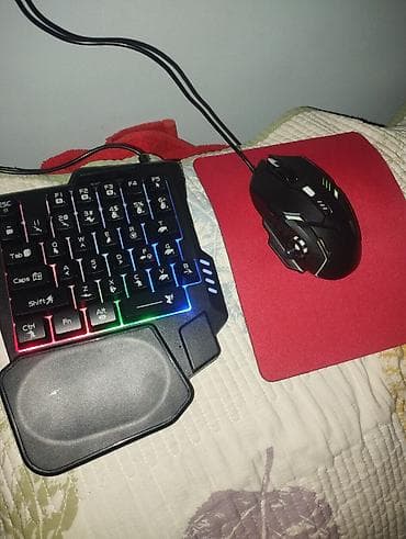 портативный сенсорный монитор: Игровой комплект: однорукая клавиатура + проводная мышь с подсветкой — 4