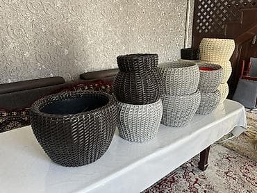 4 pot: Плетёные кашпо для дома и сада - Материал: ротанг/пластик под ротанг — 4