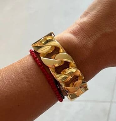 свадебные платья для покрытых: Браслет “цепь” золотистого цвета - Дизайн: крупные звенья-«якорная — 8