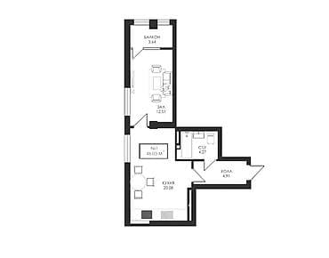 бишкек квартира комната: 1 бөлмө, 46 м² — 2