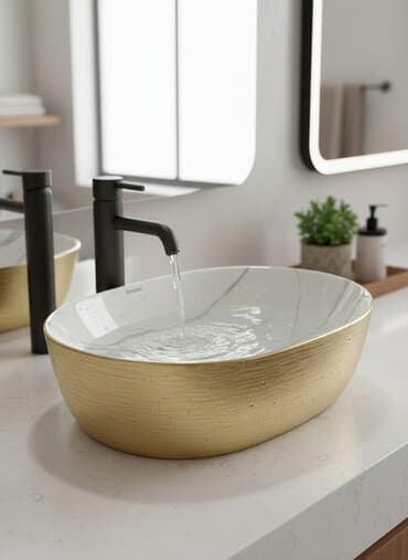 Ванна үчүн раковина, Тегерек формасы, Материалы: Керамика, Өлчөмү: 45 x 35 см — 1